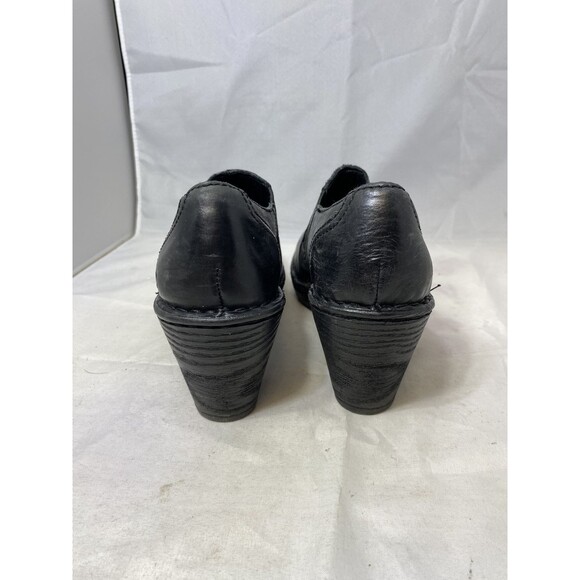 Women's BORN Black Leather Booties Mules Heels Clogs Zipper Sz 6 - Picture 4 of 10